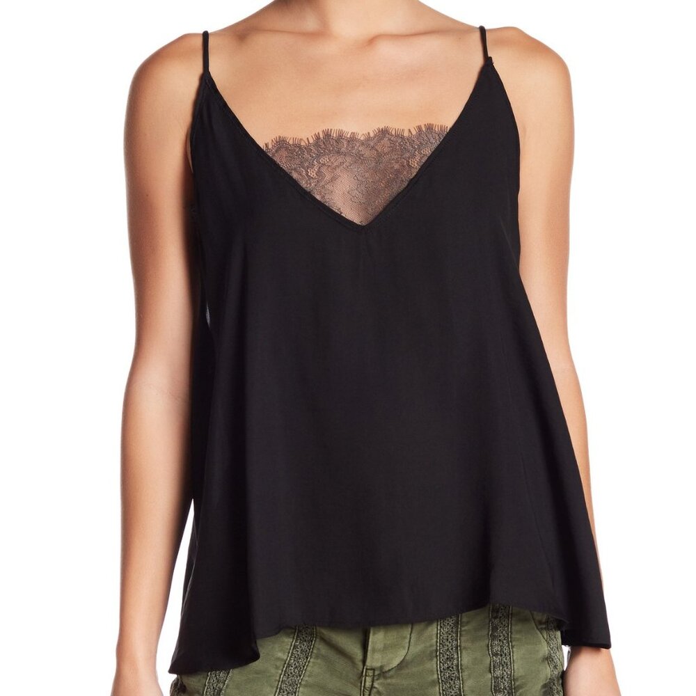 Free People Intimately, Deep V Bandeau Cami, Black, Size XS, NWT